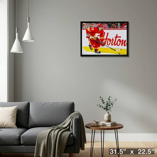 Johnny Gaudreau 20" x 29" Framed Canvas Calgary Flames 31.5" x 22.5"